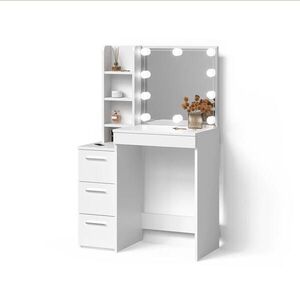 Livinity® TOALETNÍ STOLEK Ivera Bílá 79.9 cm s LED osvětlením obraz