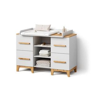 Livinity® KOMODOVÝ PŘEBALOVACÍ STŮL Mailo Bílá/Artisan XL se 4 zásuvkami obraz