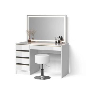 Livinity® TOALETNÍ STOLEK Imola Bílá/zlatá se zrcadlem LED a stoličkou obraz