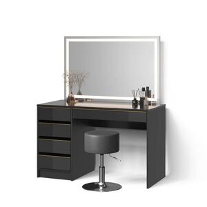 Livinity® TOALETNÍ STOLEK Imola Černá/zlatá se zrcadlem LED a stoličkou obraz
