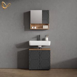 Livinity® SADA NÁBYTKU DO KOUPELNY Ronco, Antracit se strukturou včelí plástve, 2dílná obraz