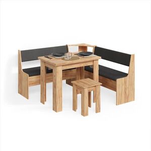 Livinity® ROHOVÁ LAVICE Tiberio Zlatý mocný dub 150 x 150 cm se stolkem obraz