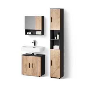 Livinity® SADA NÁBYTKU DO KOUPELNY Ronco, Zlatý mocný dub/Antracit, 3dílná obraz