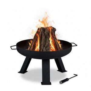 Relaxdays OHNIŠTĚ Černé ocelové s pohrabáčem 60 cm obraz