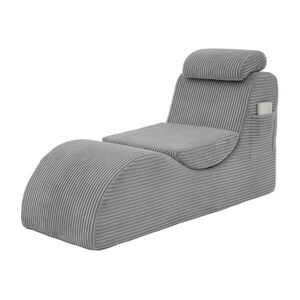 OKWISH KŘESLO 160/66/90 cm světle šedé z manšestru s ergonomickým opěradlem a boční kapsou obraz