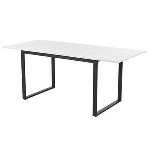 OKWISH JÍDELNÍ stůl 140/180/80/75 cm bílý z MDF a kovu s rozkládací deskou obraz