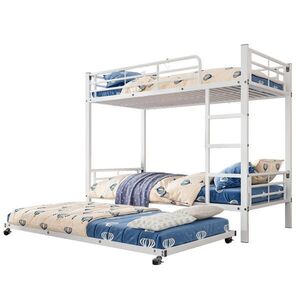 Modfu PATROVÁ postel z kovu 90x190 cm bílá s výsuvným lůžkem, žebříkem a bezpečnostními bočnicemi obraz