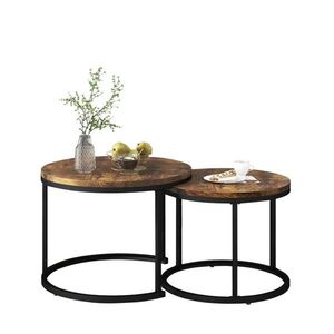 Modfu KONFERENČNÍ stolky z MDF 70x70x50 cm hnědé, sada 2 ks, stohovatelné a prostorově úsporné obraz