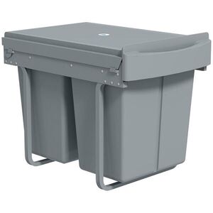 HOMCOM VESTAVNÝ odpadkový koš plast kov šedý obraz