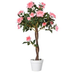 Outsunny UMĚLÉ růžové rostliny, velké 90 cm, umělá růžová rostlina do obývacího pokoje obraz