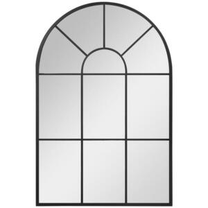 HOMCOM 91 x 60 cm nástěnné zrcadlo zrcadlo s obloukovým oknem zrcadlo do obývacího pokoje černý kov obraz