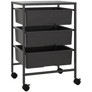 HOMCOM VOZÍK NA KOLEČKÁCH, servírovací vozík se 3 policemi, 40, 8 x 33, 5 x 60, 5 cm, černý obraz