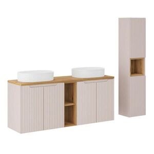 Petits-meubles KOUPELNOVÝ NÁBYTEK 140.4cm Riva 2er-Set Kašmír a dřevo obraz
