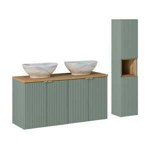 Petits-meubles KOUPELNOVÝ NÁBYTEK 120cm Jade 2er-Set Zelená a dřevo obraz