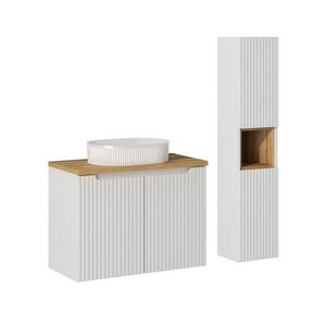 Petits-meubles KOUPELNOVÝ NÁBYTEK 80cm Riva 2er-Set Bílá a dřevo obraz