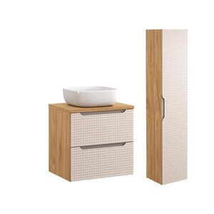 Petits-meubles KOUPELNOVÝ NÁBYTEK 60cm Mallory 2er-Set Béžová a dřevo obraz