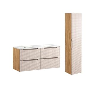 Petits-meubles KOUPELNOVÝ NÁBYTEK 121cm Mallory 2er-Set Béžová a dřevo obraz