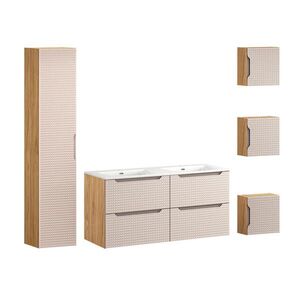 Petits-meubles KOUPELNOVÝ NÁBYTEK 121cm Mallory 2er-Set Béžová a dřevo obraz