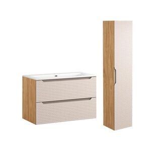 Petits-meubles KOUPELNOVÝ NÁBYTEK 91cm Mallory 2er-Set Béžová a dřevo obraz