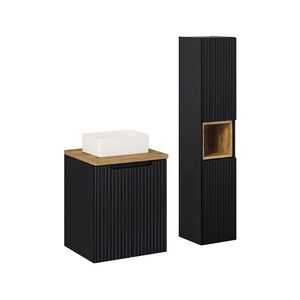 Petits-meubles KOUPELNOVÝ NÁBYTEK 50cm Riva 2er-Set Černá a dřevěná obraz