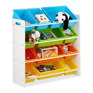 Relaxdays REGÁL barevný s úložnými boxy XL obraz