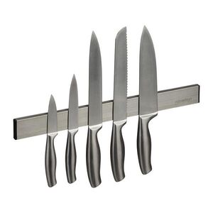 Relaxdays LIŠTA stříbrná černá magnetická samolepicí nerez 40 cm obraz