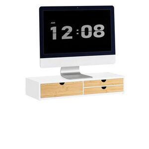 SoBuy STOJAN NA MONITOR se třemi zásuvkami Bílá 60x22x11cm Minimalistický obraz