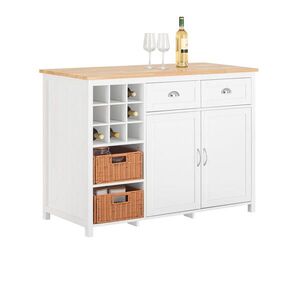 SoBuy KUCHYŇSKÝ OSTRŮVEK se 2 zásuvkami Bílá 120x56x90cm Nordický obraz