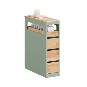 SoBuy NÍZKÁ KOUPELNOVÁ SKŘÍŇKA se 4 zásuvkami Zelená 65x23x82cm Nordický obraz