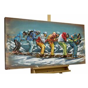 KUNSTLOFT KOVOVÝ OBRAZ VESELÁ JÍZDA NA LYŽÍCH, 120/60 CM obraz