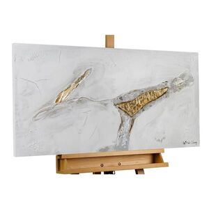 KUNSTLOFT RUČNĚ MALOVANÝ AKRYLOVÝ OBRAZ BÍLÝ/ZLATÝ, 100/50 CM obraz