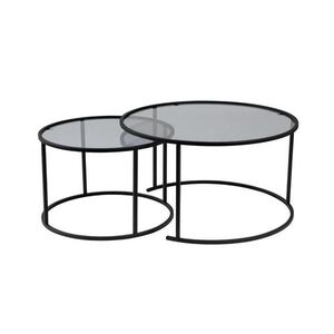 Calicosy SADA 2 kulatých konferenčních stolků se skleněnými deskami, průměr 80 cm - AURUM obraz