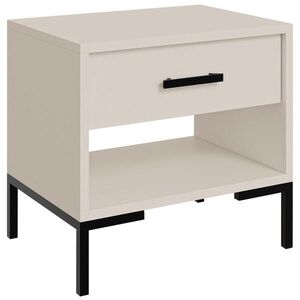 Beautysofa NOČNÍ STOLEK Selena se zásuvkou a otevřenou přihrádkou, kovové nohy, tiché dovírání, kašmír, 52 cm obraz