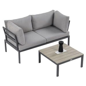 Beautysofa ZAHRADNÍ SESTAVA Santorini, modulární rohová pohovka s konferenčním stolkem, pozinkovaná ocel, pro 2 osoby obraz
