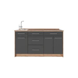 Vicco KUCHYŇSKÝ BLOK Fame-Line, Antracitový vysoký lesk, 150 cm, PD Dub obraz