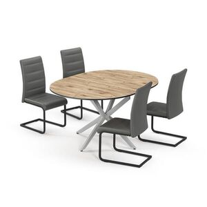 Vicco JÍDELNÍ STŮL SESTAVA Loyd, Rustikální dub/Šedá, 120 x 120 cm se 4 jídelními židlemi, šedé obraz