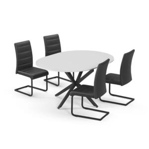 Vicco JÍDELNÍ STŮL SESTAVA Loyd, Bílá/Černá, 120 x 120 cm se 4 jídelními židlemi, černé obraz