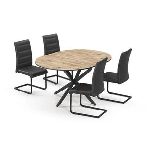 Vicco JÍDELNÍ STŮL SESTAVA Loyd, Rustikální dub/Černá, 120 x 120 cm se 4 jídelními židlemi, černé obraz