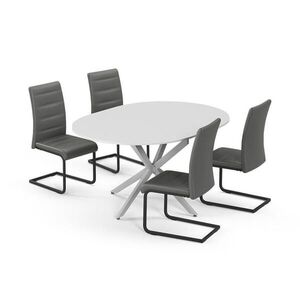 Vicco JÍDELNÍ STŮL SESTAVA Loyd, Bílá/Šedá, 120 x 120 cm se 4 jídelními židlemi, šedé obraz