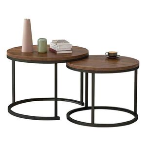 OKWISH SADA konferenčních stolků 2 ks 70/70/50 cm cm dubová z MDF stohovatelná obraz