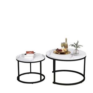 Modfu SADA konferenčních stolků z MDF 71x71x50 cm bílý mramor stohovatelné, stabilní moderní design obraz