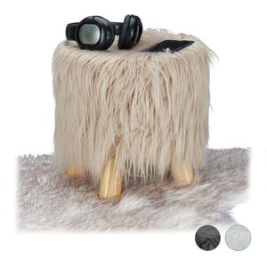 Relaxdays TABURET Hnědá umělá kožešina 31x31 cm obraz