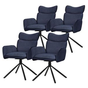 ML-DESIGN JÍDELNÍ ŽIDLE, sada 4 ks, otočné, tmavě modré s látkovým potahem obraz