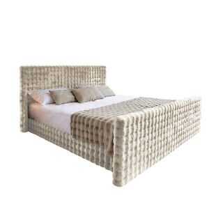 Kaiser Möbel KONTINENTÁLNÍ POSTEL s úložným prostorem, matrací a topperem BLANKET tkanina Bubble 200x200 cm Béžová H2-Pocket obraz