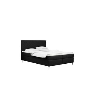 Kaiser Möbel KONTINENTÁLNÍ POSTEL s úložným prostorem, matrací a topperem RUGIA tkanina Velvet Černá 120x200 cm H2-Pocket obraz