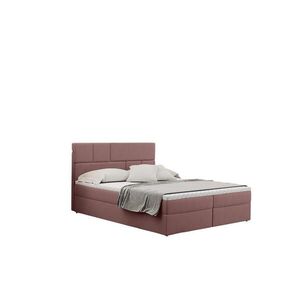 Kaiser Möbel KONTINENTÁLNÍ POSTEL s úložným prostorem a matrací BALI tkanina Mat Velvet Růžová 200x200 cm H2-Pocket obraz