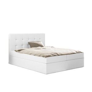 Kaiser Möbel KONTINENTÁLNÍ POSTEL s matrací a úložným prostorem, LUDANO tkanina Cayenne Bílá 160x200 cm H2-Pocket obraz
