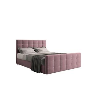 Kaiser Möbel KONTINENTÁLNÍ POSTEL s úložným prostorem, matrací a topperem ROMA 200x200 cm Růžová H3-Bonell obraz