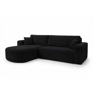 Kaiser Möbel ROHOVÁ SEDAČKA s funkcí spaní, manšestrová tkanina Tilia, Černá, Levá strana, ROUND ONE XL obraz