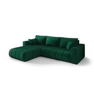 Kaiser Möbel ROHOVÁ SEDAČKA s funkcí spaní a úložným prostorem MILO PREMIUM, tkanina MONOLITH, Zelená, Levá strana obraz